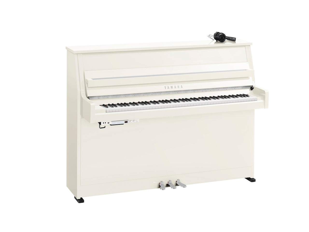 Yamaha B10 SC3 Silent Upright Piano in Polished White with Chrome Fittings