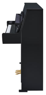Yamaha B10 TC3 TransAcoustic Upright Piano in Polished Ebony with Brass Fittings | Thompson Pianos