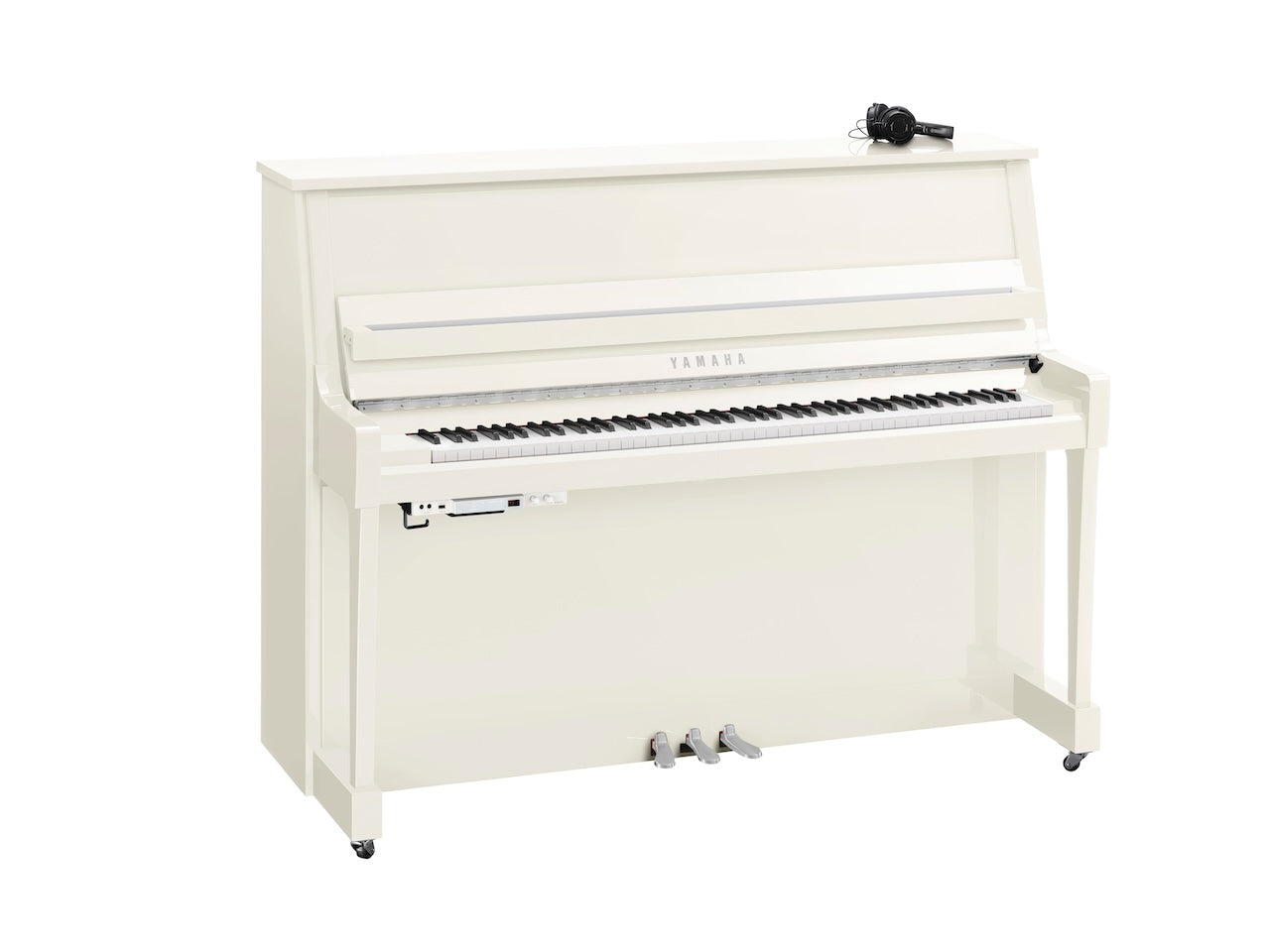 Yamaha B20 SC3 Silent Upright Piano in Polished White with Chrome Fittings