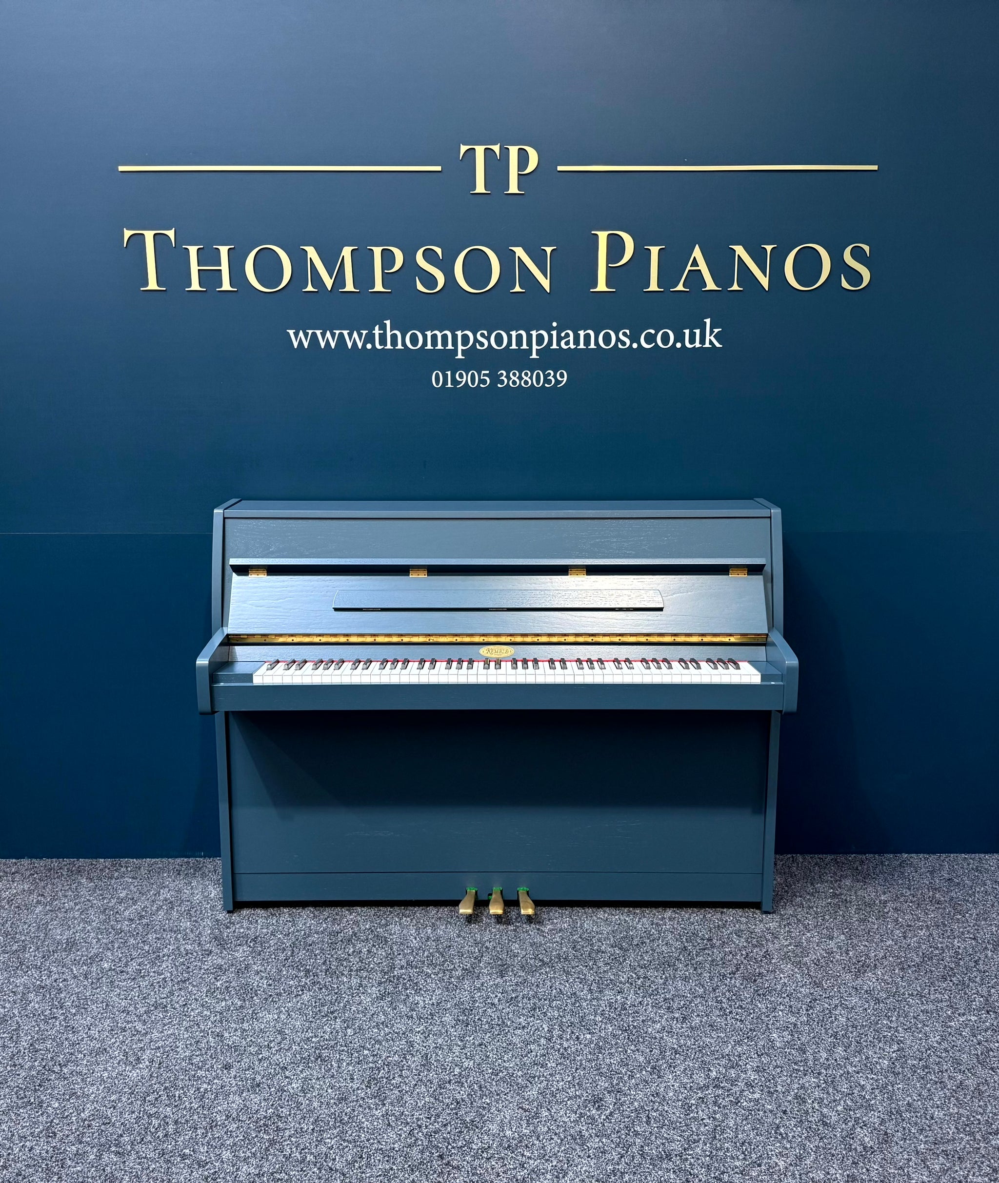 Kemble Cambridge Upright Piano, Hague Blue (Pre-Owned)