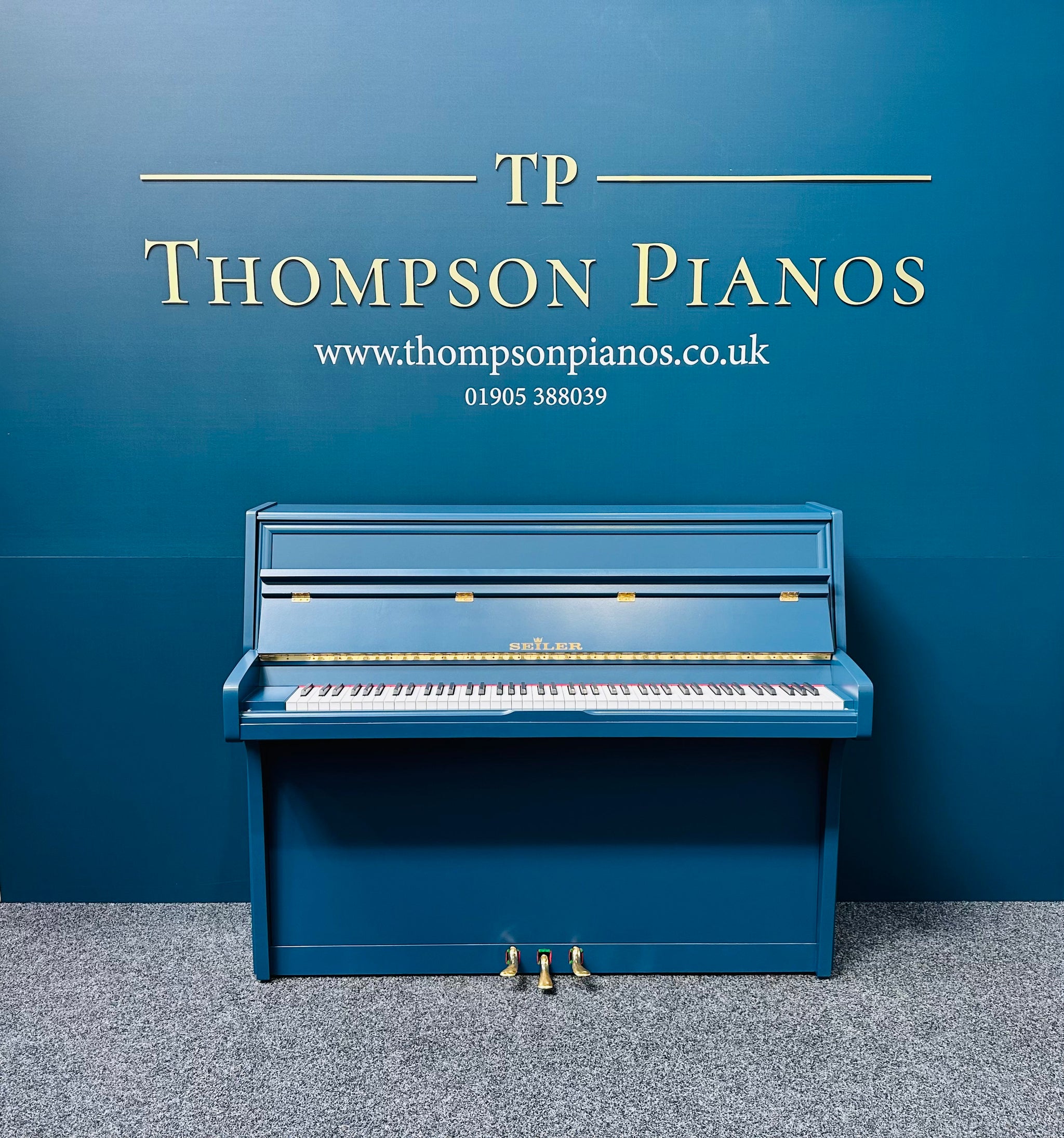 Seiler Upright Piano (Hague Blue)