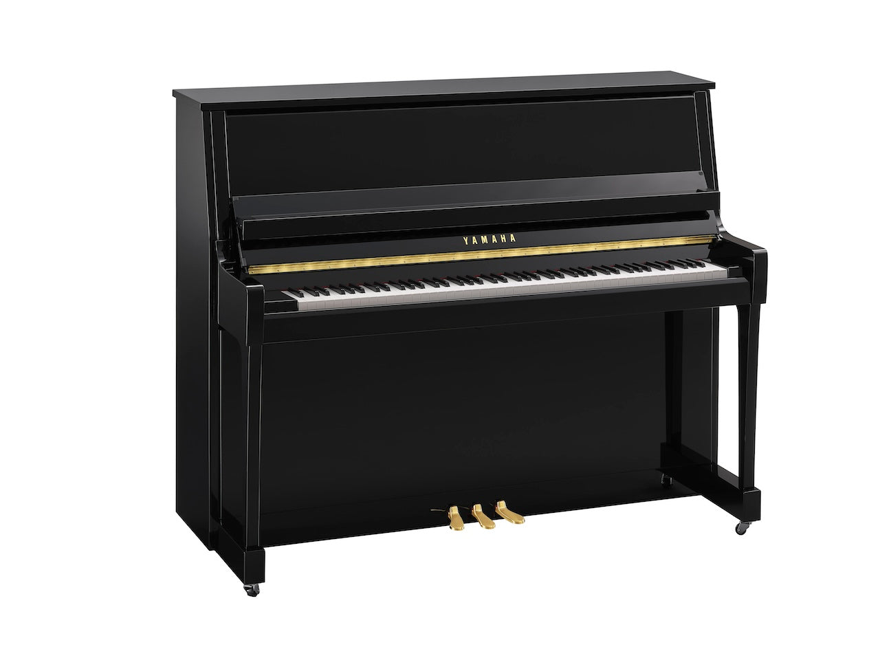 Yamaha B30 Upright Piano in Polished Ebony with Brass Fittings