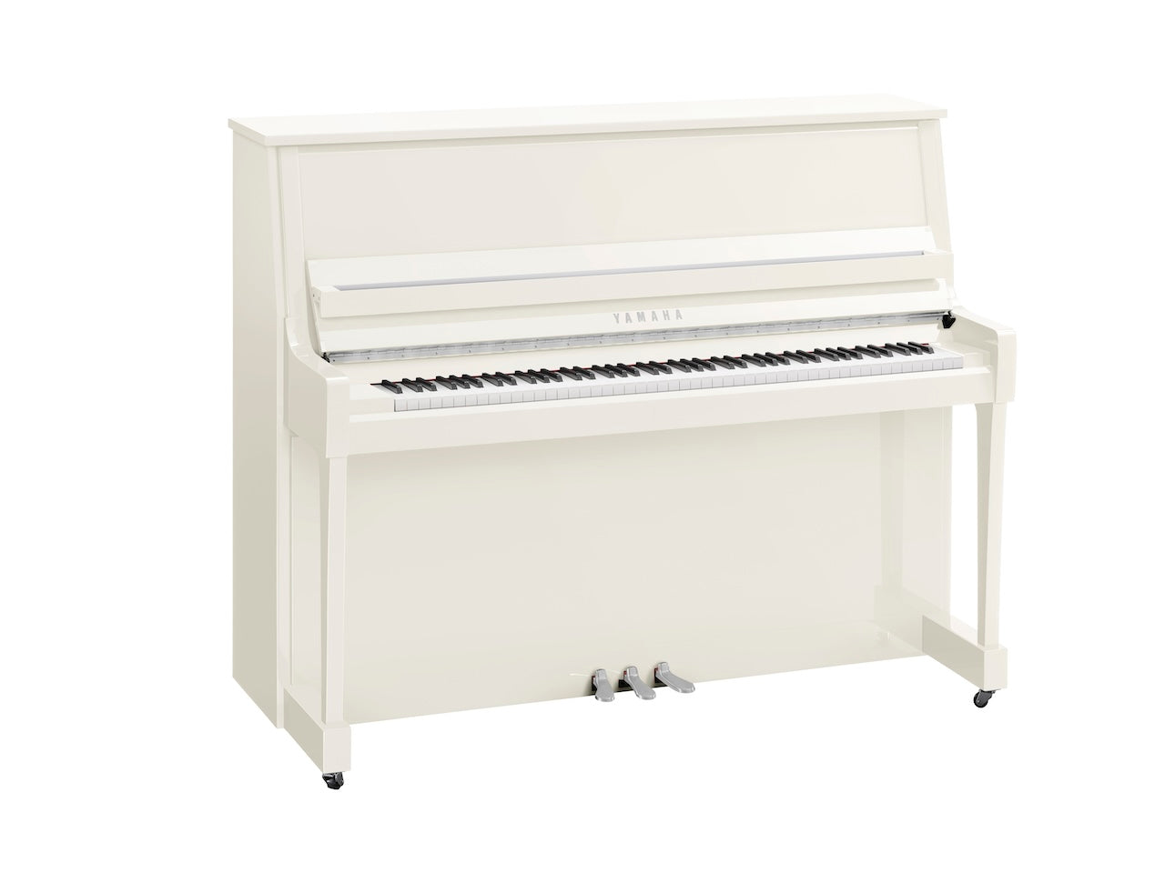 Yamaha B30 Upright Piano in Polished White with Chrome Fittings
