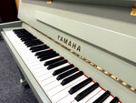 Yamaha E110 Upright Piano – Made in England – Refinished in Farrow &amp; Ball Card Room Green | Thompson Pianos