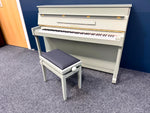 Yamaha E110 Upright Piano – Made in England – Refinished in Farrow &amp; Ball Card Room Green | Thompson Pianos